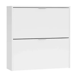 Dighina schoenenrek, Schoenenkast met 2 vouwdeuren, Schoenenrek met lage instap, Lage kast, 75x22h76 cm, Wit Dighina schoenenrek, Schoenenkast met 2 vouwdeuren, Schoenenrek met lage instap, Lage kast, 75x22h76 cm, Wit