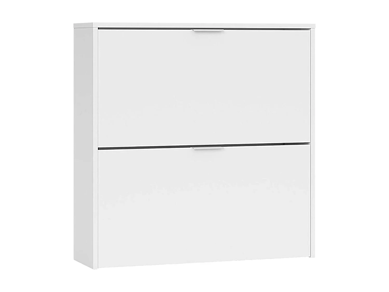 Dighina schoenenrek, Schoenenkast met 2 vouwdeuren, Schoenenrek met lage instap, Lage kast, 75x22h76 cm, Wit