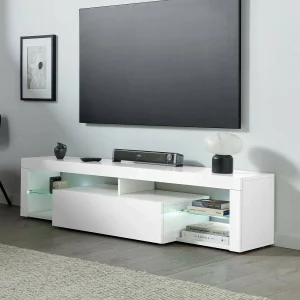Dcompagno tv-meubel, tv-meubel, laag 1-deurs woonkamer dressoir, 100% Made in Italy, 160x40h35 cm, glanzend wit Dcompagno tv-meubel, tv-meubel, laag 1-deurs woonkamer dressoir, 100% Made in Italy, 160x40h35 cm, glanzend wit