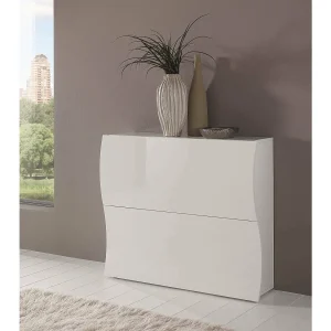 Dabayom schoenenrek, Multifunctionele kast met 2 vouwdeuren, Ingang schoenenrek, 100% Made in Italy, 101x27h82 cm, Glanzend wit Dabayom schoenenrek, Multifunctionele kast met 2 vouwdeuren, Ingang schoenenrek, 100% Made in Italy, 101x27h82 cm, Glanzend wit