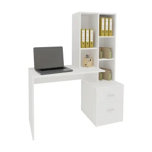 Bureau Kobe, 2 Laden, 3 Planken, wit, 117 x 50 x 143 cm Bureau Kobe, 2 Laden, 3 Planken, wit, 117 x 50 x 143 cm