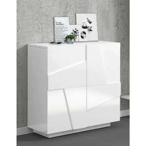 Dfogl schoenenrek, Multifunctionele kast met 2 deuren, Ingang schoenenrek, 100% Made in Italy, 81x38h86 cm, Glanzend wit met detail Dfogl schoenenrek, Multifunctionele kast met 2 deuren, Ingang schoenenrek, 100% Made in Italy, 81x38h86 cm, Glanzend wit met detail