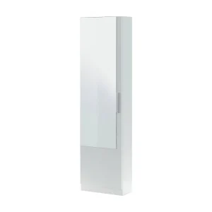 Dcozzol schoenenrek, Hoge schoenenkast met 1 deur, Moderne schoenenkast, Entreekast met spiegel, 50x22h180 cm, Wit