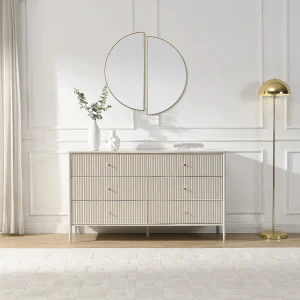 Ladekast 6 laden MDF beige en goudkleurig – CALITARO