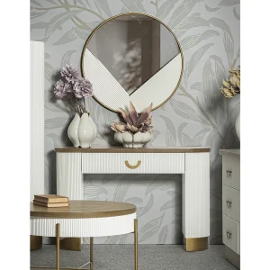Witte en bruine houten consoletafel 121x40x78 cm