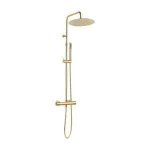 Delice II thermostatische douchekolom geborsteld goud met koud lichaam – Essebagno