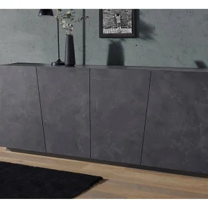 Dliguor dressoir, 4-deurs keukendressoir, Woonkamerbuffet, 100% Made in Italy, 200x43h86 cm, Leisteen