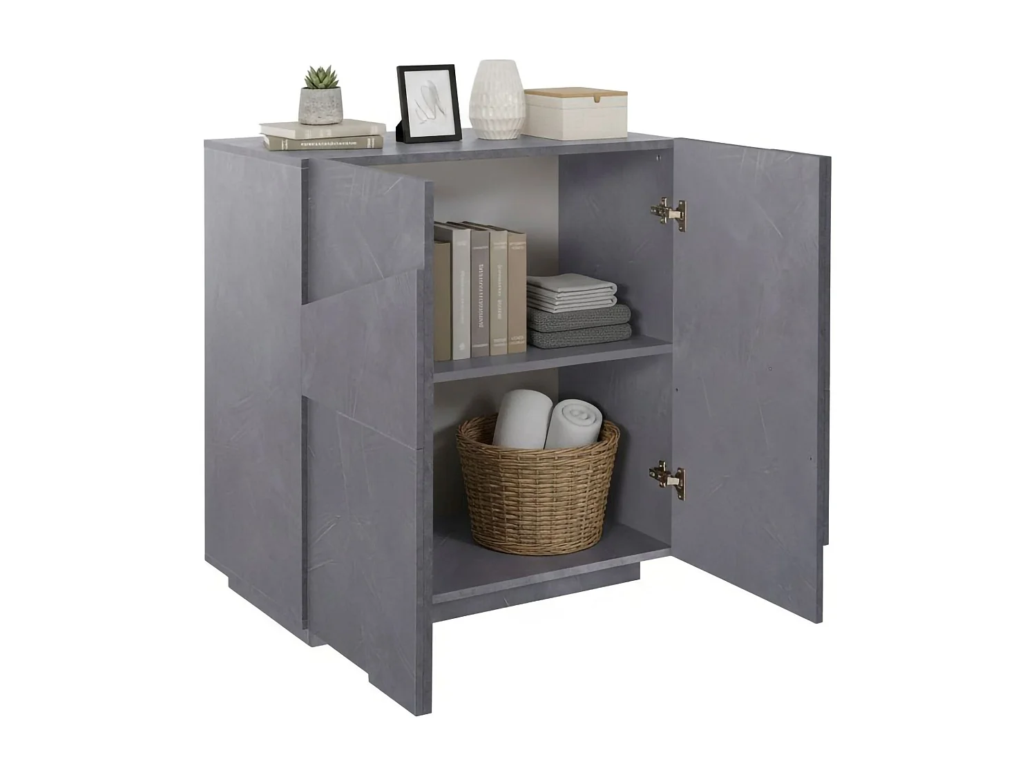 Dmalcui dressoir, 2-deurs keukendressoir, Woonkamerbuffet, 100% Made in Italy, 81x44h86 cm, Leisteen