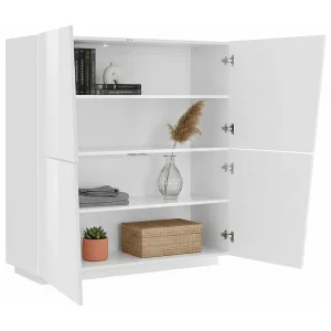 Dlorier dressoir, 4-deurs keukendressoir, Woonkamerbuffet, 100% Made in Italy, 120x43h126 cm, Glanzend wit Dlorier dressoir, 4-deurs keukendressoir, Woonkamerbuffet, 100% Made in Italy, 120x43h126 cm, Glanzend wit