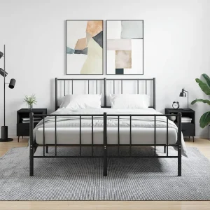 Conflans-Sainte-Honorine  Nachtkastjes 2 st 40x35x47,5 cm bewerkt hout zwart