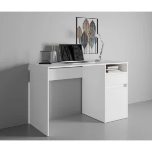 Bureau BILOU wit – 1 lade, 1 deur en 2 vakken – Strakke en heldere look voor kinderkamer