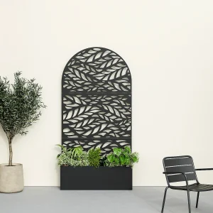Plantenbak met patroontrellis – B90 x D33 x H180 cm – zwart – CLYNEO Plantenbak met patroontrellis – B90 x D33 x H180 cm – zwart – CLYNEO