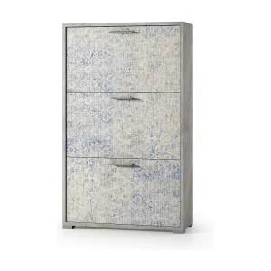 Dlos schoenenrek, multifunctioneel entreemeubilair met 3 vouwdeuren, schoenenkast met dubbele diepte, 100% Made in Italy, 67x28h112 cm, cement en lichtblauw Dlos schoenenrek, multifunctioneel entreemeubilair met 3 vouwdeuren, schoenenkast met dubbele diepte, 100% Made in Italy, 67x28h112 cm, cement en lichtblauw