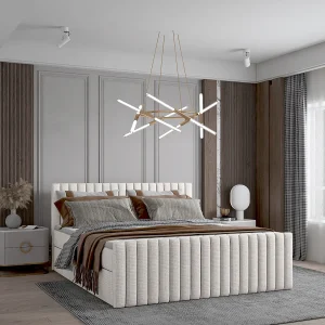 Continentaal boxspringbed DEMETER 200×200 cm in witte stof FLOW 6 Continentaal boxspringbed DEMETER 200×200 cm in witte stof FLOW 6