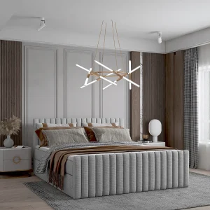 Continentaal boxspringbed DEMETER 140×200 cm in grijze stof FLOW 16 Continentaal boxspringbed DEMETER 140×200 cm in grijze stof FLOW 16