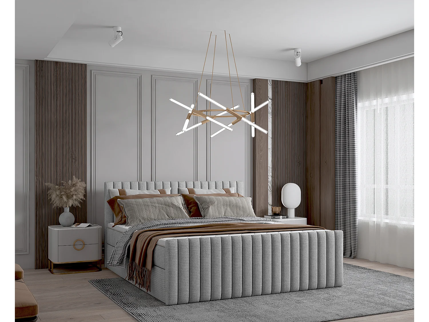 Continentaal boxspringbed DEMETER 120x200 cm in grijze stof FLOW 16