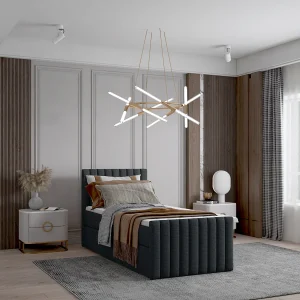 Continentaal boxspringbed DEMETER 80×200 cm in stof FLOW 21 zwart Continentaal boxspringbed DEMETER 80×200 cm in stof FLOW 21 zwart