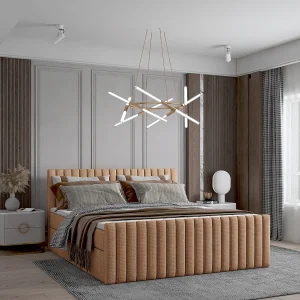 Continentaal boxspringbed DEMETER 140×200 cm in oranje stof FLOW 8 Continentaal boxspringbed DEMETER 140×200 cm in oranje stof FLOW 8