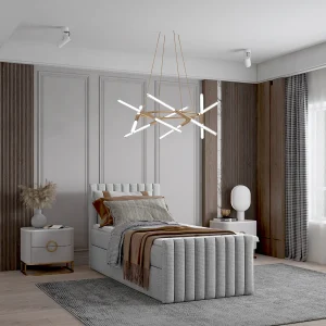 Continentaal boxspringbed DEMETER 80×200 cm in grijze stof FLOW 16 Continentaal boxspringbed DEMETER 80×200 cm in grijze stof FLOW 16