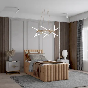 Continentaal boxspringbed DEMETER 90×200 cm in oranje stof FLOW 8 Continentaal boxspringbed DEMETER 90×200 cm in oranje stof FLOW 8
