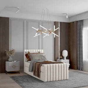 Continentaal boxspringbed DEMETER 90×200 cm in witte stof FLOW 6 Continentaal boxspringbed DEMETER 90×200 cm in witte stof FLOW 6