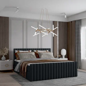 Continentaal boxspringbed DEMETER 140×200 cm in stof FLOW 21 zwart Continentaal boxspringbed DEMETER 140×200 cm in stof FLOW 21 zwart