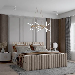 Continentaal boxspringbed DEMETER 140×200 cm in beige stof FLOW 2 Continentaal boxspringbed DEMETER 140×200 cm in beige stof FLOW 2