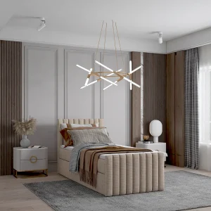 Continentaal boxspringbed DEMETER 80×200 cm in beige stof FLOW 2 Continentaal boxspringbed DEMETER 80×200 cm in beige stof FLOW 2