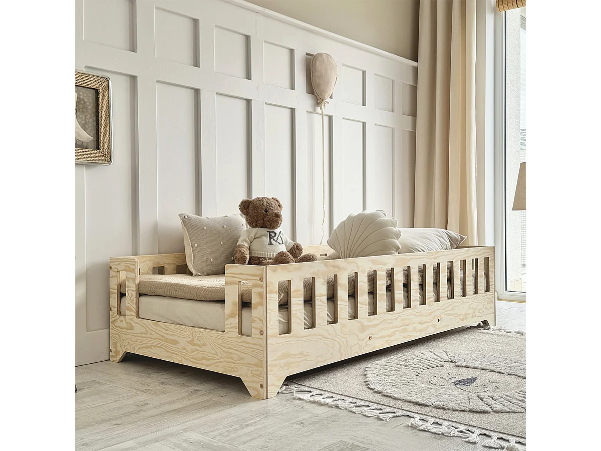 Vloerbed 90x190 met zijingang en lattenbodem Clarisse Bois