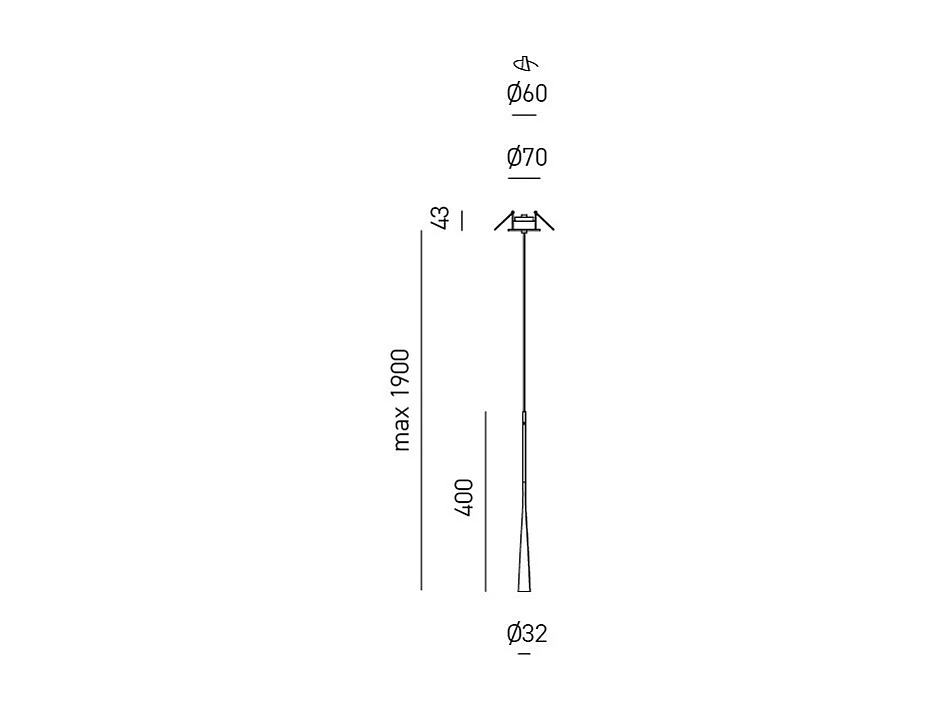 Dafne - Suspension LED noire 7W 3000K IP20 - Plafonnier LED design minimaliste en aluminium - Alimentation incluse - Max L. 190cm