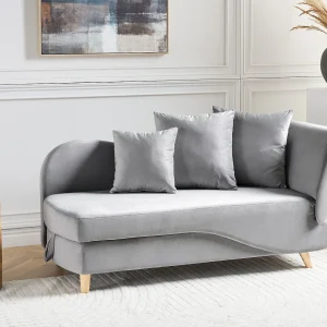 Chaise longue met opbergruimte fluweel lichtgrijs rechtszijdig MERI II