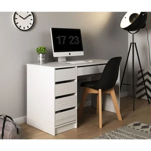Modern wit 5-laden bureau "Malika" 120x75x55 cm – Stijlvol en functioneel Modern wit 5-laden bureau "Malika" 120x75x55 cm – Stijlvol en functioneel