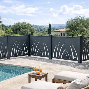 Te plaatsen aluminium hek met plantenpatroon starterset H114 x B118 cm Antraciet BRAMENO Te plaatsen aluminium hek met plantenpatroon starterset H114 x B118 cm Antraciet BRAMENO
