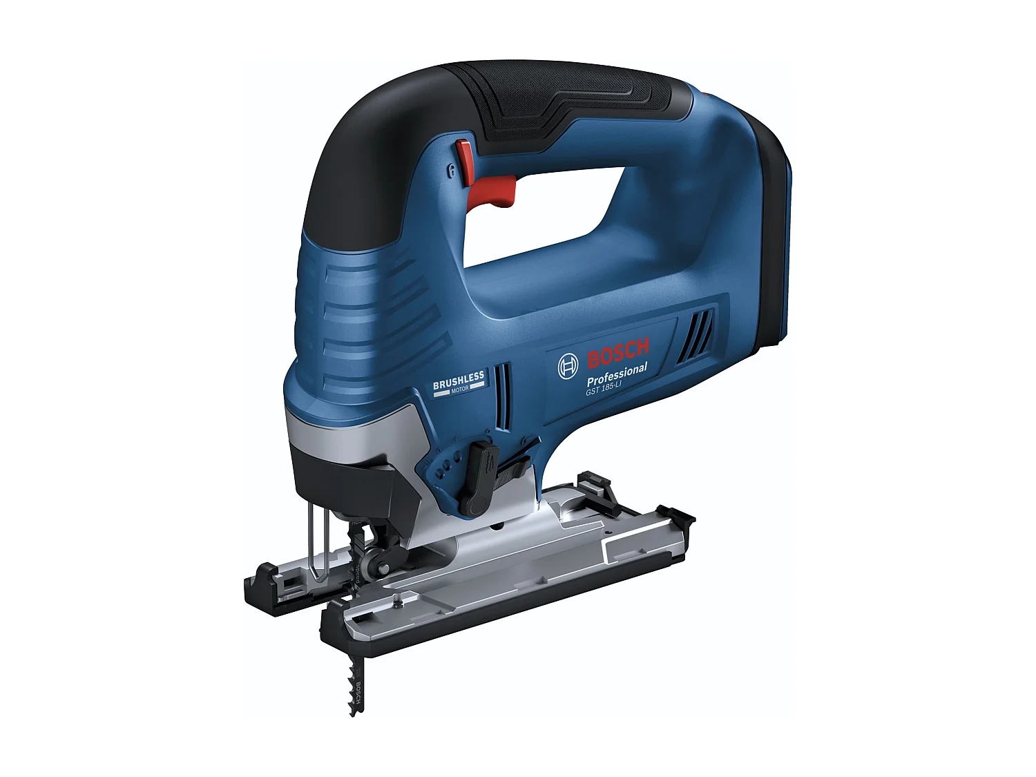 Draadloze decoupeerzaag Bosch GST 18V-125 B 18V, borstelloze motor, 4-standen pendelbeweging, zaagdiepte 125 mm, zonder accu