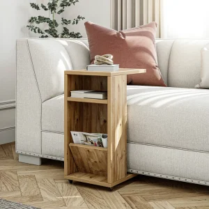 Rustieke Scandinavische houten bijzettafel "Filinta" – Bruin 30 x 40 x 63 cm
