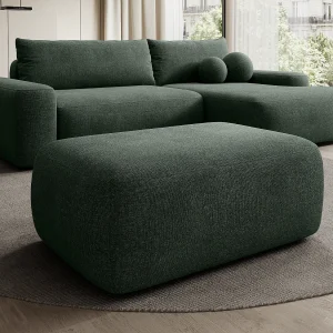 Groene dennenboom gestructureerde stoffen poef in design stijl DAVISO Groene dennenboom gestructureerde stoffen poef in design stijl DAVISO
