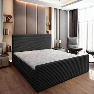 Boxspringbed BRENTO 160×200 cm Set met hoofdbord, bedbodem en matras, Zwart Boxspringbed BRENTO 160×200 cm Set met hoofdbord, bedbodem en matras, Zwart