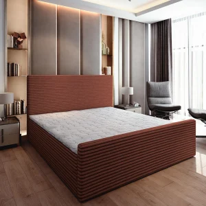 Boxspringbed BRENTO 160×200 cm Set met hoofdbord, bedbodem en matras, Bruin