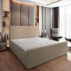 Boxspringbed BRENTO 160×200 cm Set met hoofdbord, bedbodem en matras, Beige