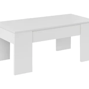 Dleal salontafel, Salontafel met verhoogd blad, Lage woonkamertafel, 100x50h45/56 cm, Glanzend wit Dleal salontafel, Salontafel met verhoogd blad, Lage woonkamertafel, 100x50h45/56 cm, Glanzend wit
