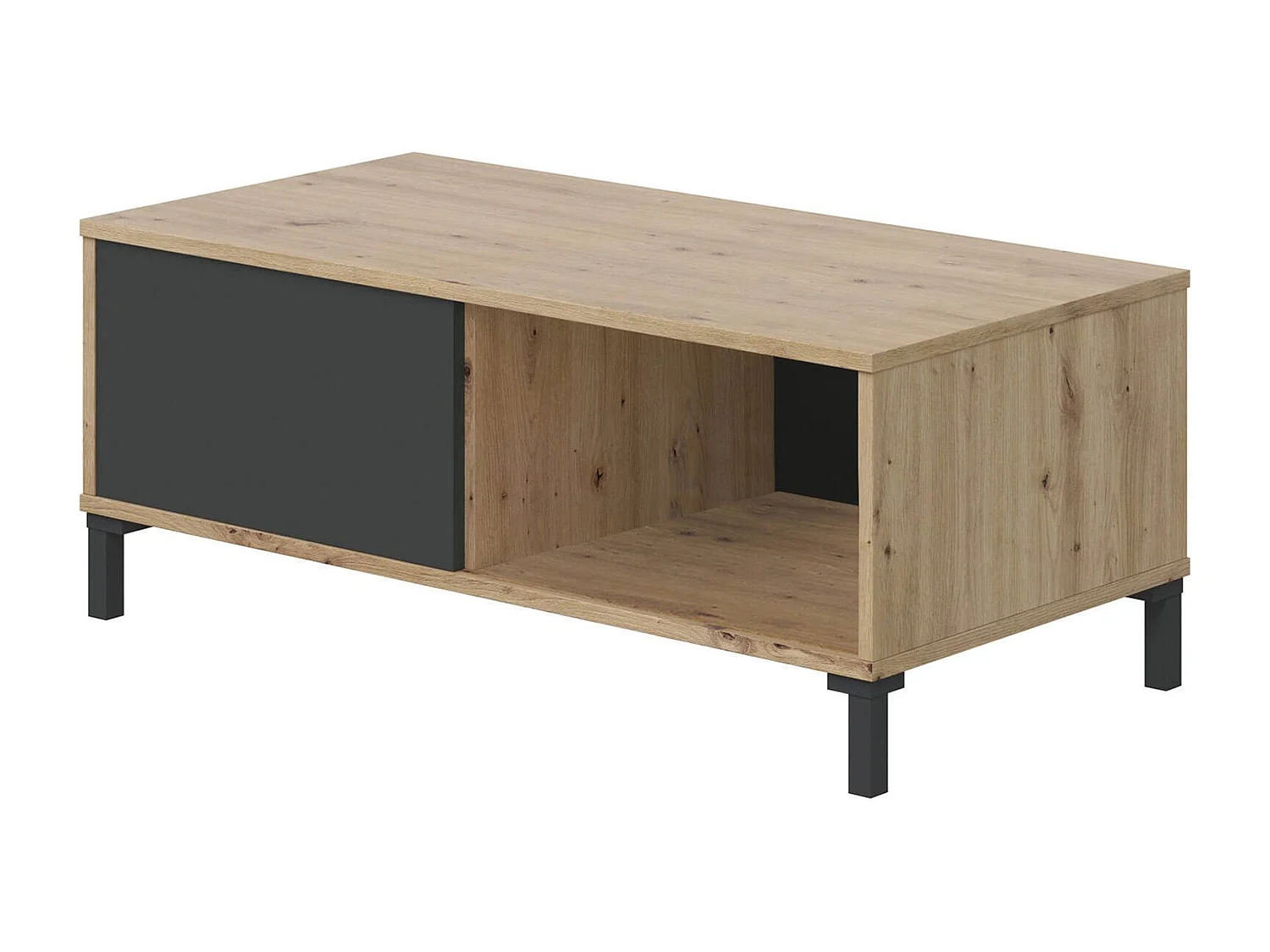 Dcresp salontafel, Salontafel, Lage woonkamertafel, 100x50h40 cm, Geknoopt eiken en antraciet