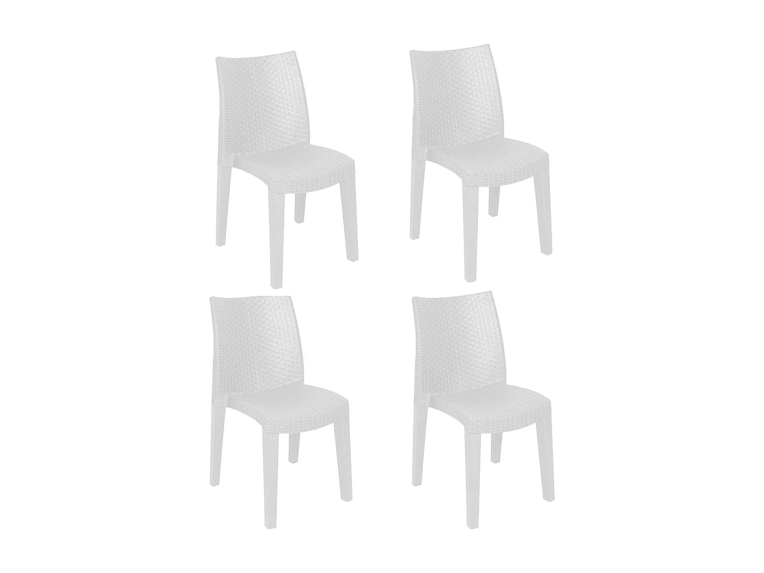 Dmaldin buitenstoel, Set van 4 tuinstoelen, Stoel voor eettafel, Buitenfauteuil met rotaneffect, 100% Made in Italy, 48x55h86 cm, Wit