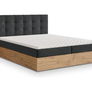 Boxspringbed MOLVEN 140×200 cm Set met hoofdbord, bedbodem en matras, Antracietgrijs