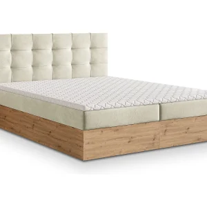 Boxspringbed MOLVEN 140×200 cm Set met hoofdbord, bedbodem en matras, Crème