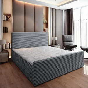 Boxspringbed BRENTO 160×200 cm Set met hoofdbord, bedbodem en matras, Grijs