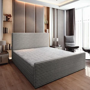 Boxspringbed BRENTO 160×200 cm Set met hoofdbord, bedbodem en matras, Lichtgrijs
