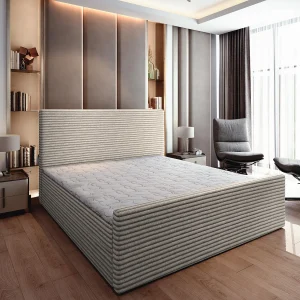 Boxspringbed BRENTO 160×200 cm Set met hoofdbord, bedbodem en matras, Lichtgrijs