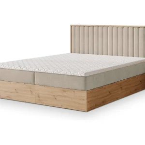 Boxspringbed VARELI 180×200 cm Set met hoofdbord, bedbodem en matras, Beige Boxspringbed VARELI 180×200 cm Set met hoofdbord, bedbodem en matras, Beige
