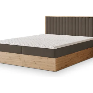 Boxspringbed VARELI 180×200 cm Set met hoofdbord, bedbodem en matras, Bruin