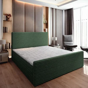 Boxspringbed BRENTO 160×200 cm Set met hoofdbord, bedbodem en matras, Dennengroen